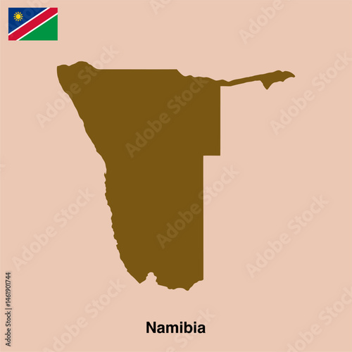 Vector map of country namibia,flag of namibia