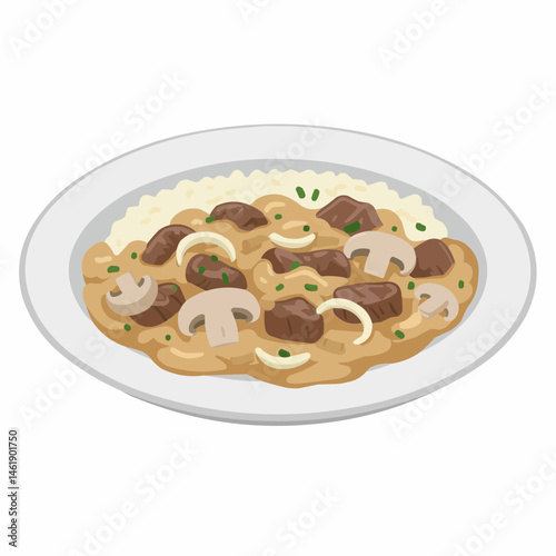 Beef Stroganoff Over Rice