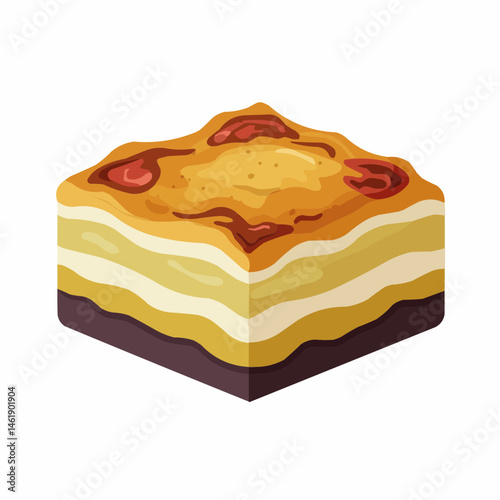 Delicious slice of sweet pizza, with colorful brown sauce, and light creamy crust