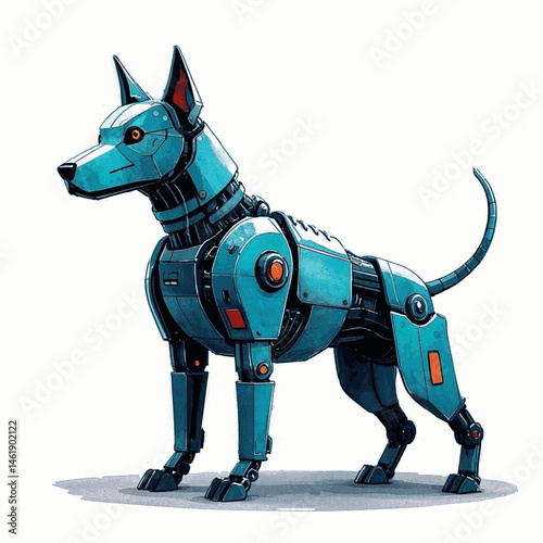 Aether Hound robot dog isolated watercolor vector illustration svg