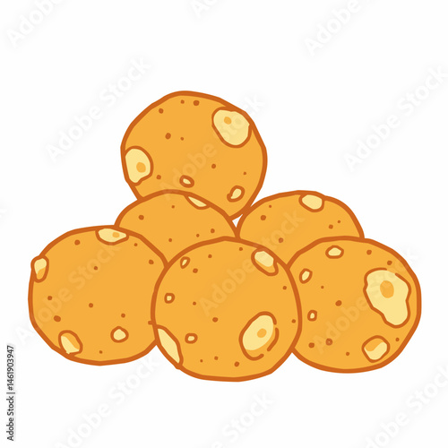 Illustrated pile of round orange cookies