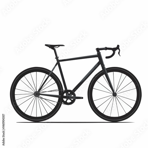 Sleek black fixed-gear bicycle with curved handlebars on a white background