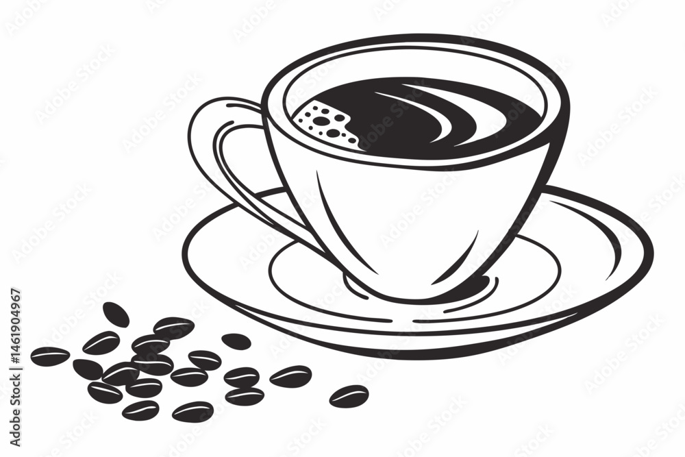 Obraz premium coffee cup sihouette black vector