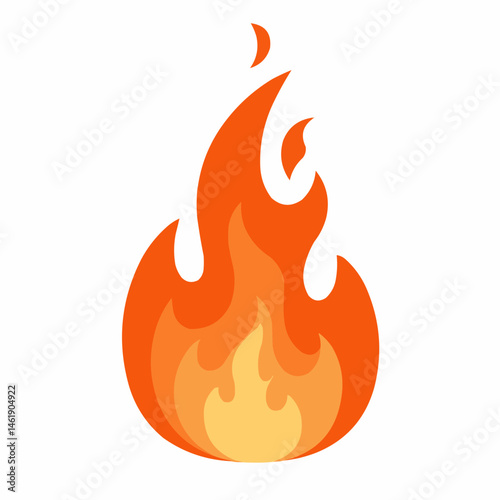 Minimalist illustration of bright orange flames against a stark white background