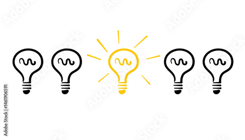icona, lampadina, idea, creatività, luce accesa
