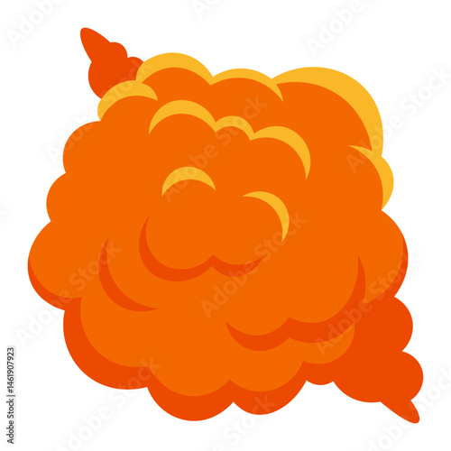 Orange explosion expanding with yellow flames creating a vibrant blast, perfect for illustrating destruction, power, or impact in a dynamic and energetic way