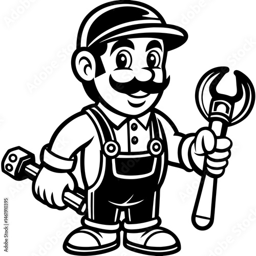 vector illustration of cartoon plumber