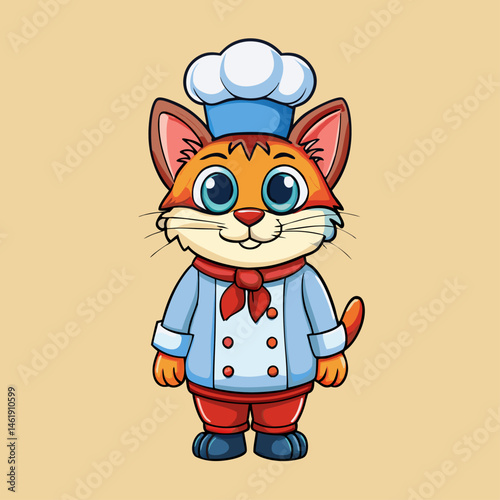 cartoon chef cat and knife