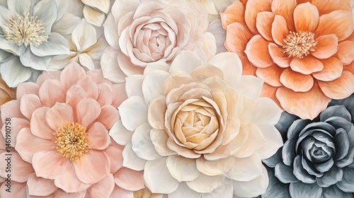A pastel floral arrangement in layered petals.