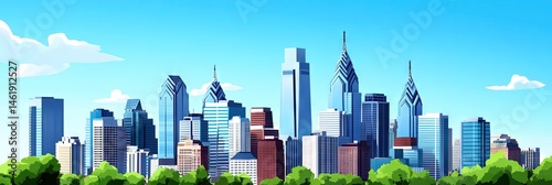 2d animation philadelphia downtown skyline 