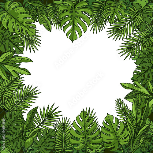 Colorful vector illustration of a border with different leaves