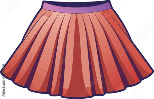 A stylish vector art illustration featuring a fashionable pleated skirt, showcasing elegant folds, clean lines, and modern, minimalist design aesthetics.