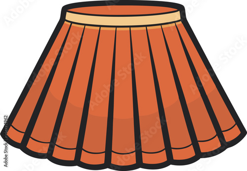 A stylish vector art illustration featuring a fashionable pleated skirt, showcasing elegant folds, clean lines, and modern, minimalist design aesthetics.