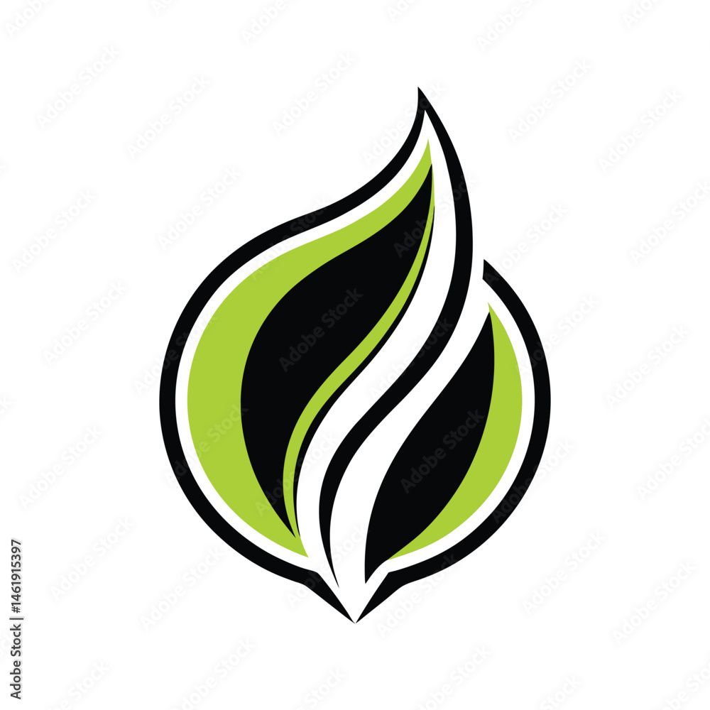 Naklejka premium Abstract Green Leaf Logo with white background