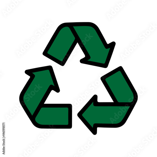 A colorful recycling symbol consisting of green arrows forming a triangle, representing sustainability and eco-friendliness. Vector illustration