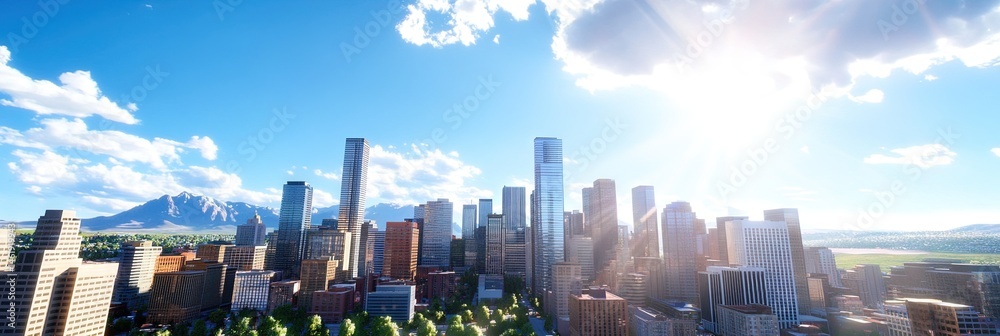 Fototapeta premium 3d animation denver colorado downtown skyline