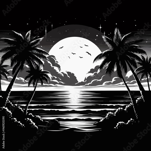 tropical island with palm trees