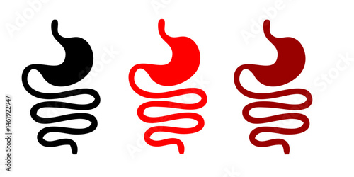Intestine icon. Bowel symbol. Human anatomy, guts or intestinal tract vector illustration. Digestion sign. Abdominal gastric belly icon isolated