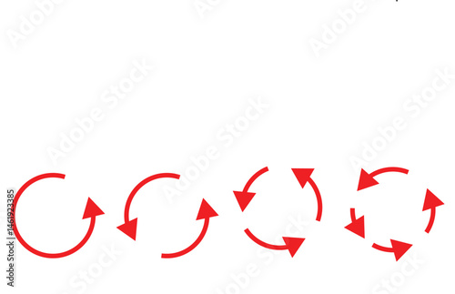 Set of circle arrows rotating on white background. Refresh, reload, recycle, loop rotation sign collection