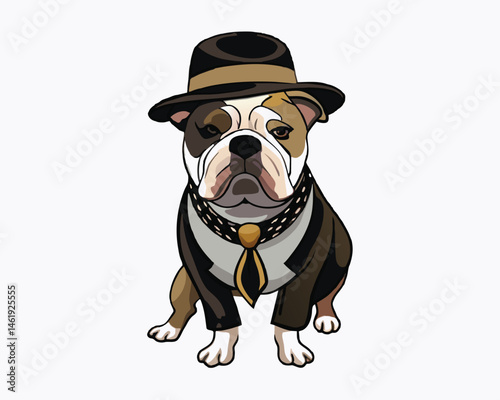 bulldog wear hats and accessories hand drawn