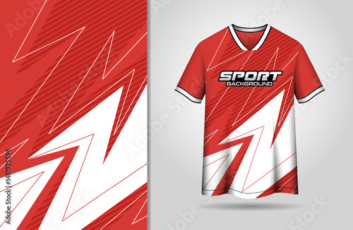 Sport jersey template with abstract white and red color