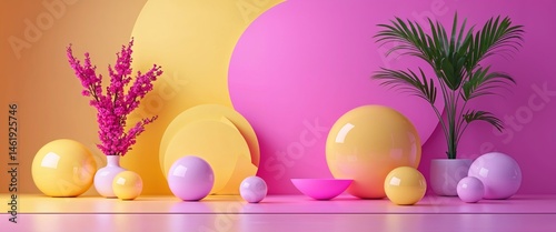 Elegant neon yellow and neon pink color abstract background