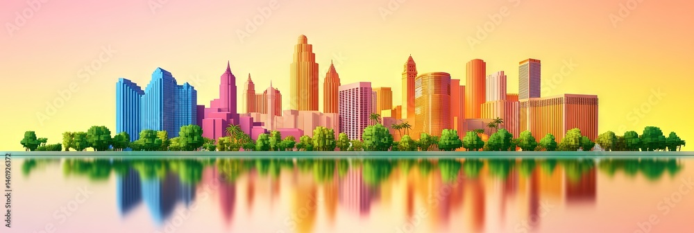 Fototapeta premium 3d vector las vegas downtown skyline