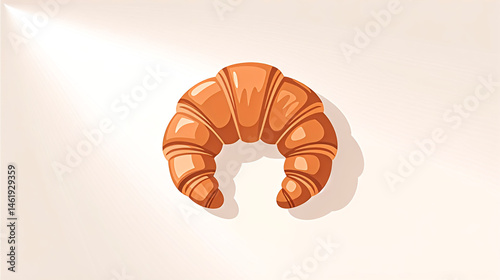 Illustration croissant with shadows on white background