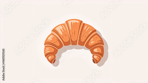 Illustration croissant with shadows on white background