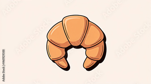 isolated Illustration croissant with shadows on white background