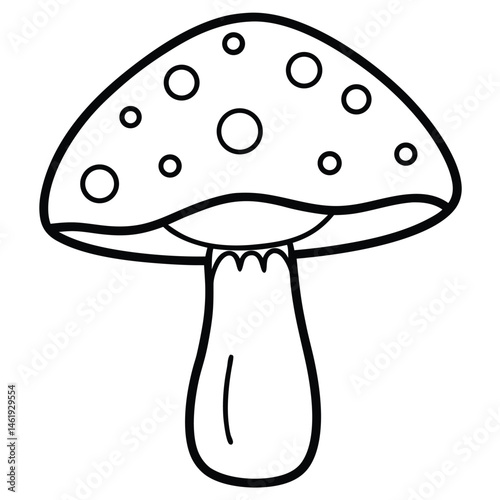 Mushroom vector Silhouette Line art illustration Minimal mushroom with thin ink detail