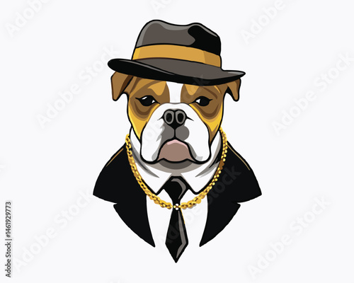 bulldog wear hats and accessories hand drawn