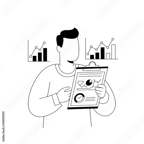 Businessman analyzing charts and reports for online working and socializing  