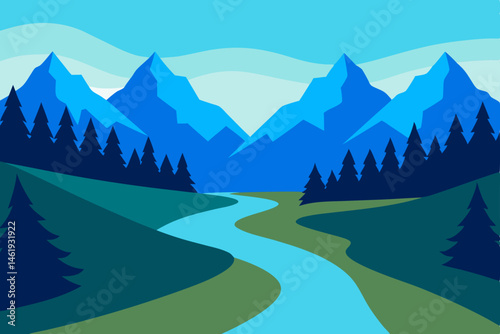 mountain landscape with forest