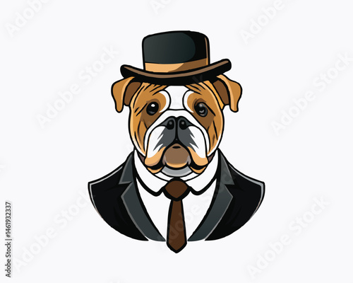 bulldog wear hats and accessories hand drawn