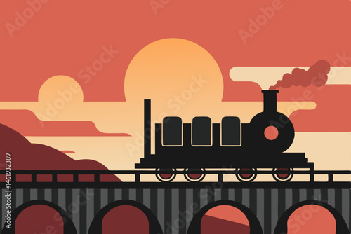 silhouette of a train