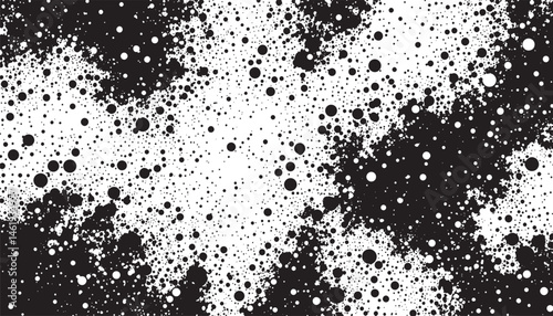 Dynamic black and white abstract background showcasing a speckled circular pattern, delivering modern and artistic visuals for creative projects, wallpapers, or design elements.