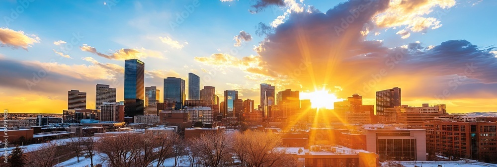 Fototapeta premium cinematic denver colorado downtown skyline -