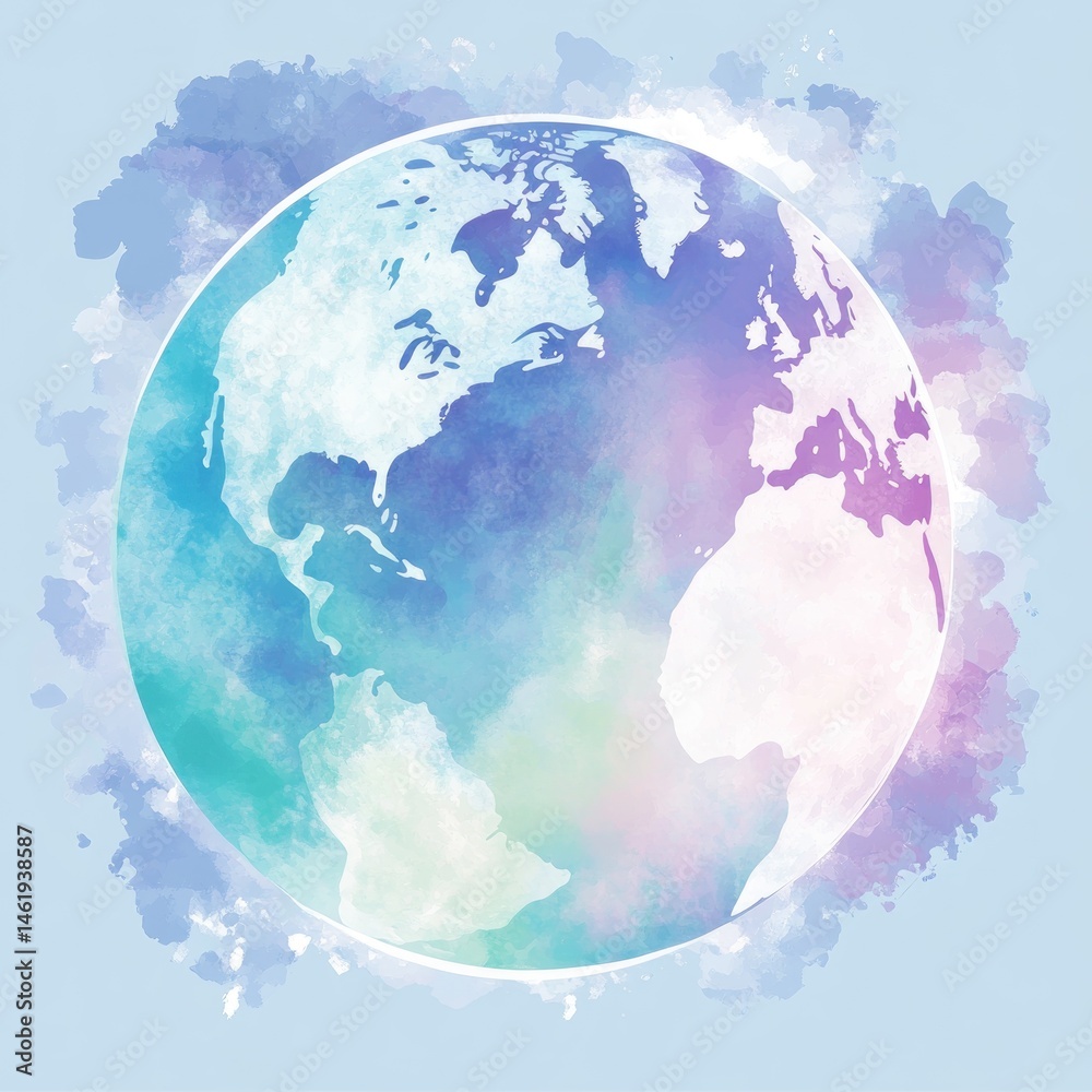 Fototapeta premium Earth, painted with soft, pastel colors