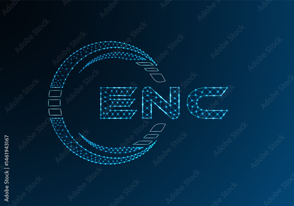 Naklejka premium ENC low poly letter logo vector design. ENC lower poly logo design. Low poly logo.