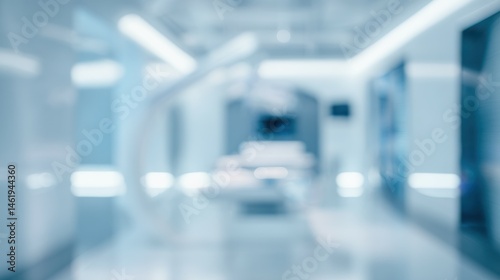 Blurred modern empty hospital corridor background with operating room