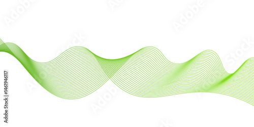 Modern abstract green wave liquid lines background.dots on a whit clean and fresh background,Frequency sound wave lines and technology curve lines,green wave lines frame,	
