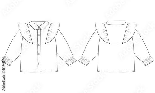 baby girls long sleeve  denim shirt for vector illustration design