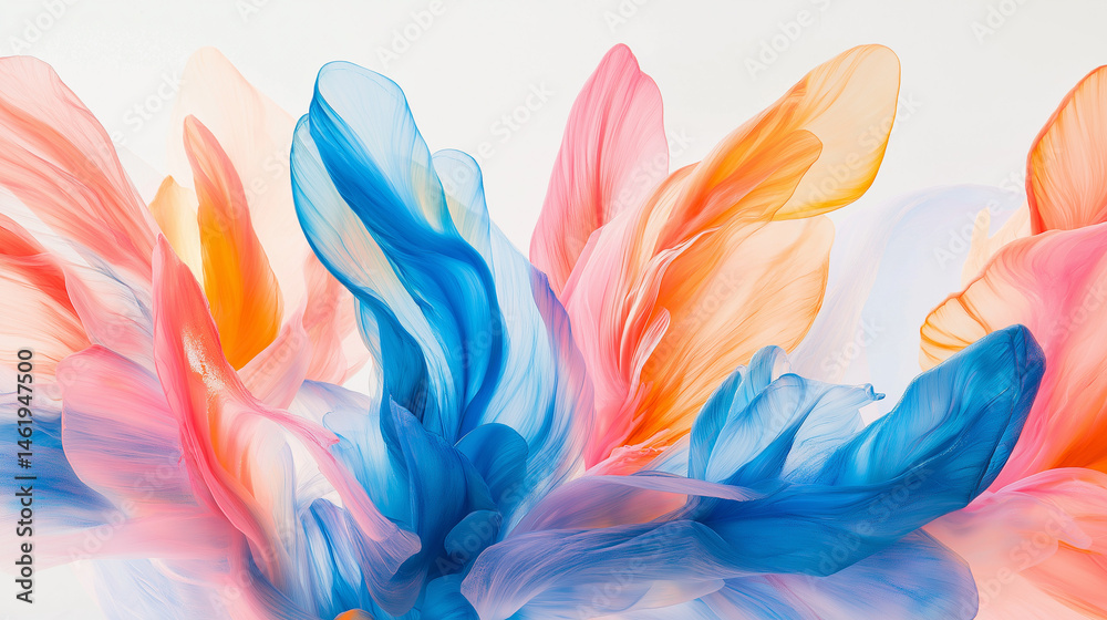 Naklejka premium A richly detailed view of vibrant abstraction: a colorful harmony in modern art - blues, reds, oranges blend in artwork, graphics, and watercolor.