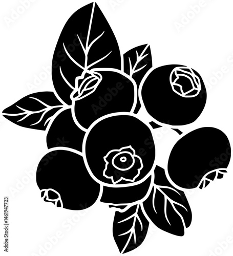 food illustration berry silhouette ripe logo leaf icon fresh outline blueberry fruit blue juicy plant bilberry raw berries green shape or vector graphic background