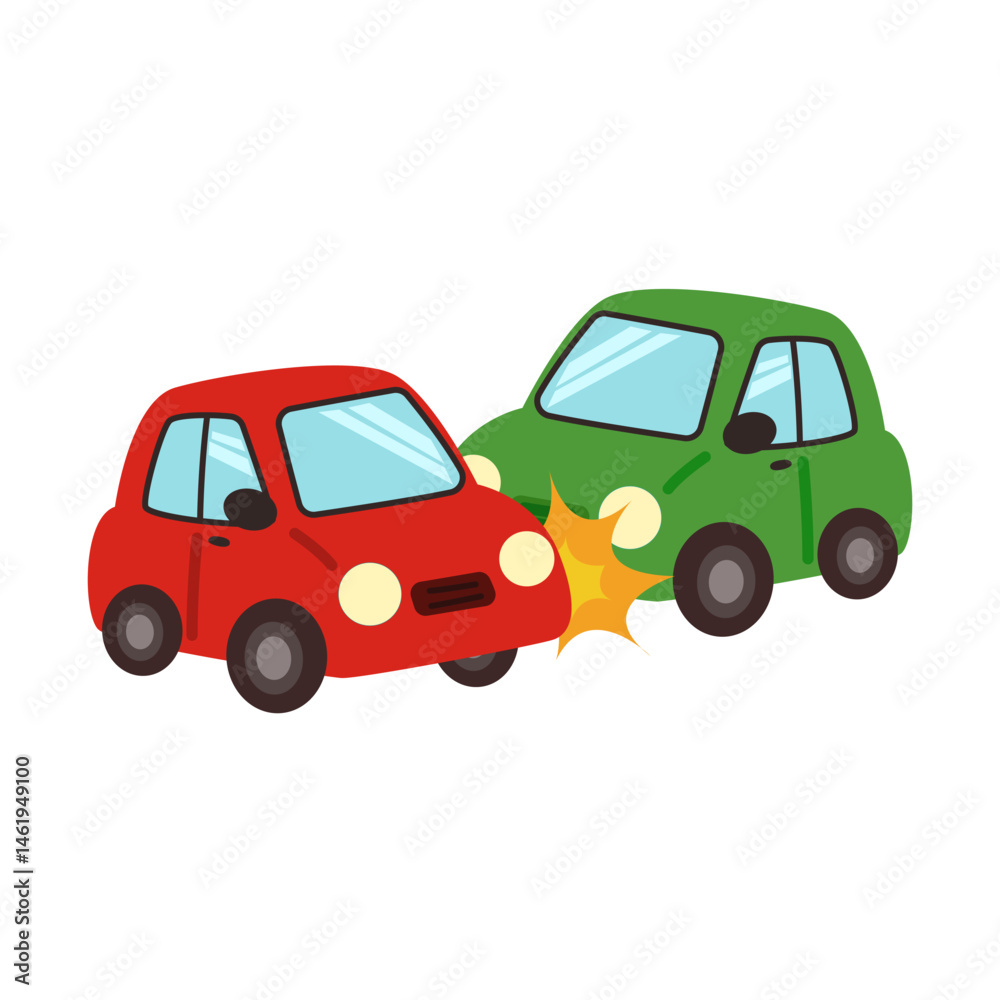 Naklejka premium traffic accident. car motorcycle bicycle crash on road