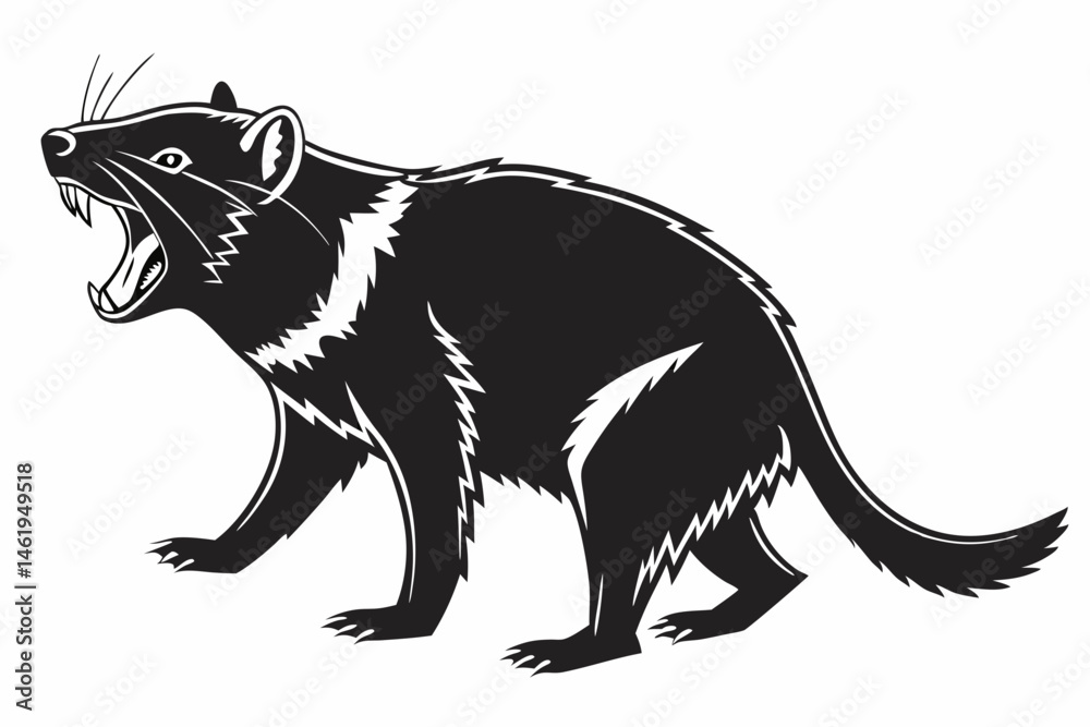 Obraz premium tasmanian devil sihouette black vector