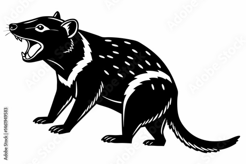 tasmanian devil sihouette black vector