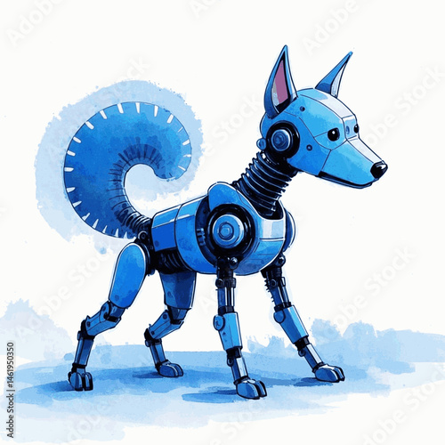 Cloud-Born RoboHound robot dog isolated watercolor vector illustration svg