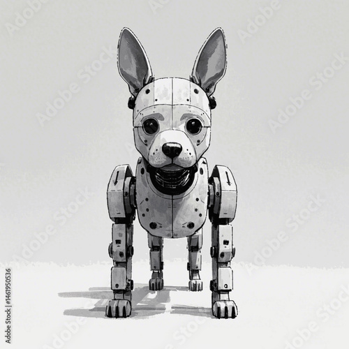 Silicon Paws in Nimbus robot dog isolated watercolor vector illustration svg